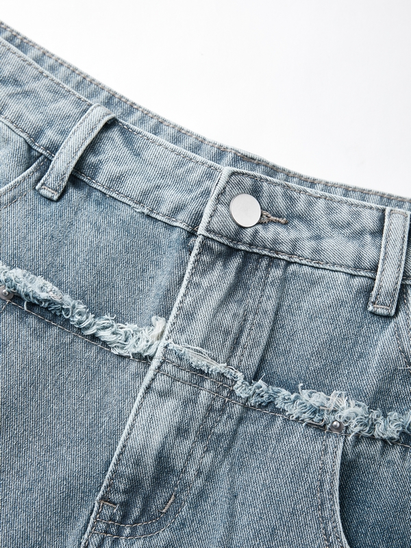 Men's Faded Patchwork Distressed Loose Jeans-6
