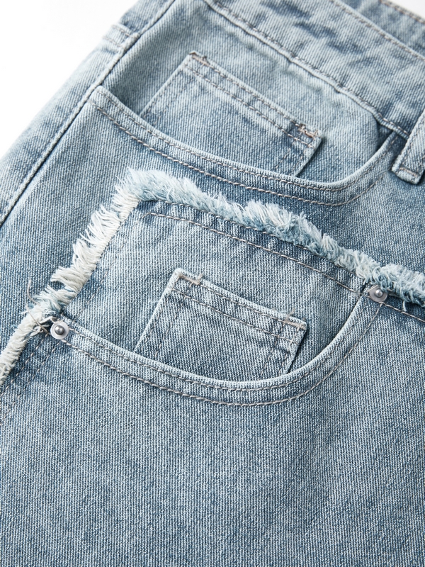 Men's Faded Patchwork Distressed Loose Jeans-7