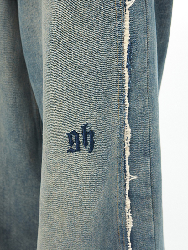 Men's Faded Patchwork Distressed Loose Jeans-3