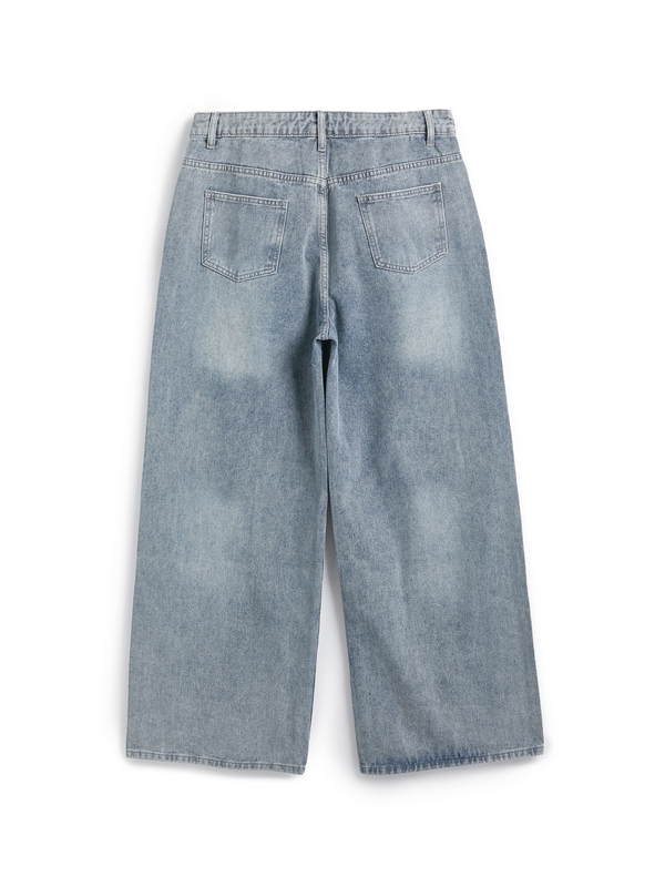 Men's Faded Patchwork Distressed Loose Jeans-5