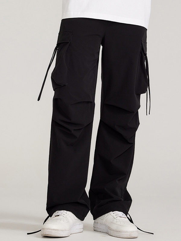 Men's Big Pocket Strap Decor Straight Leg Pants-1