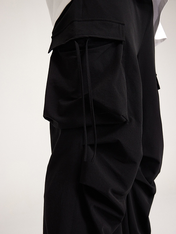 Men's Big Pocket Strap Decor Straight Leg Pants-4
