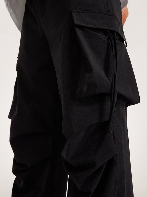 Men's Big Pocket Strap Decor Straight Leg Pants-3