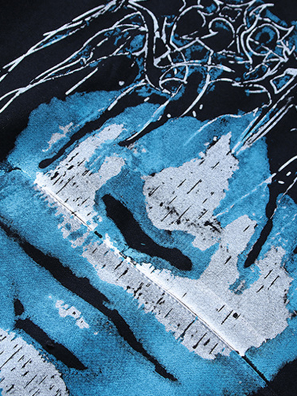 Men's Street Portrait Print Oversized Hoodie-2