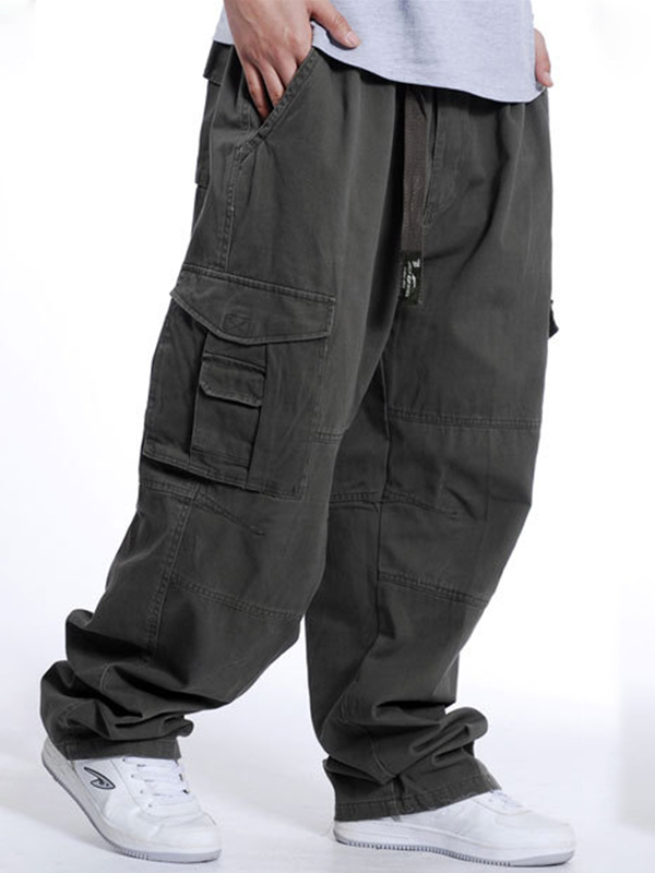 Men's Buckle Belt Loose Cago Pants-2