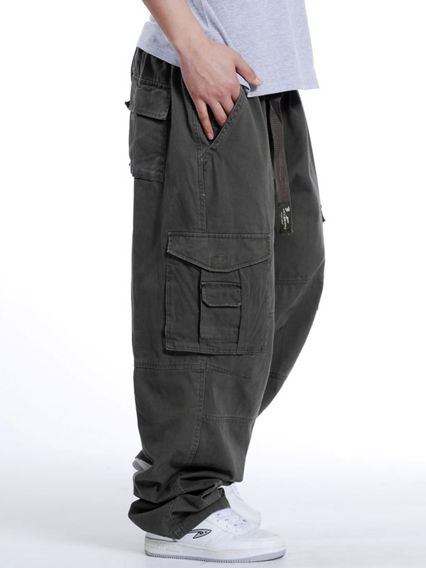 Men's Buckle Belt Loose Cago Pants-1