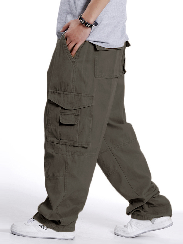 Men's Buckle Belt Loose Cago Pants-4