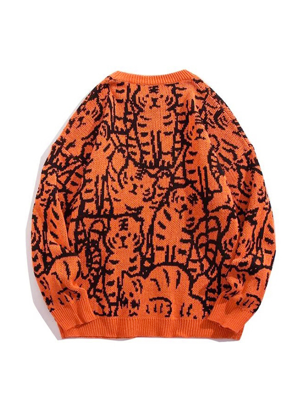 Men's Tiger Jacquard Pullover Sweater-1